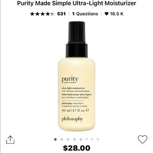 Purity made simple moisturizer